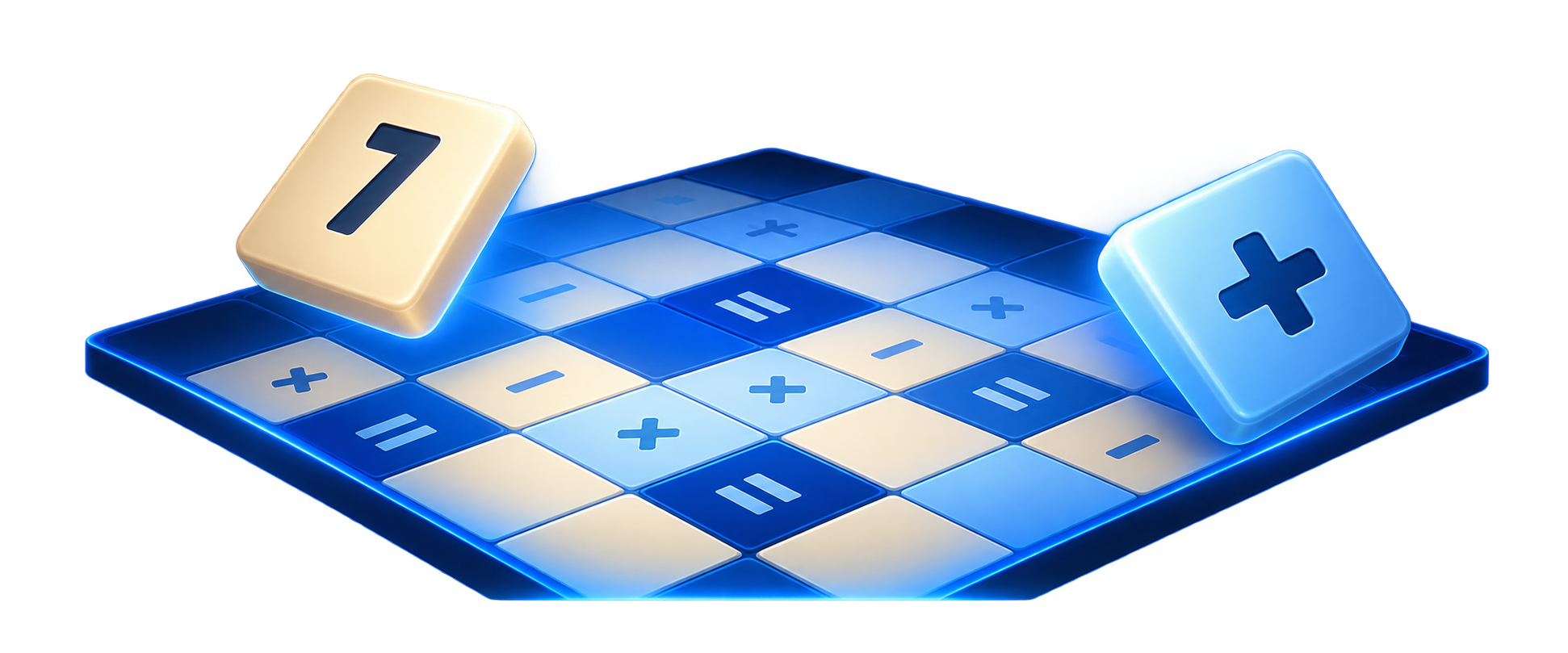 GoSum board artwork with raised cream number tiles and blue operator tiles